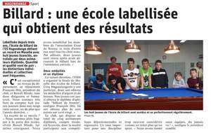 Article sur l'école de billard