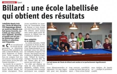 Article sur l'école de billard